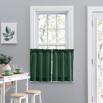 Wide Width Stacey Curtain Tailored Tier Pair by Ellis Curtains in Harvest (Size 56" W 45" L)