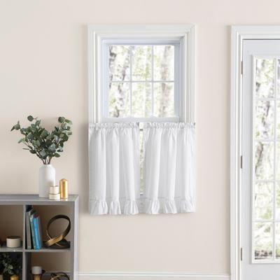 Wide Width Classic Wide Ruffle Ruffled Tier by Ellis Curtains in White (Size 84" W 36" L)