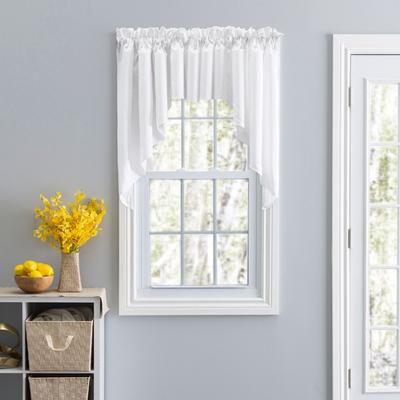 Stacey Curtain Color Lined Swag Set by Ellis Curtains in White (Size 126"W 63" L)