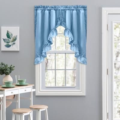 Stacey Curtain Ruffled Swag by Ellis Curtains in Slate