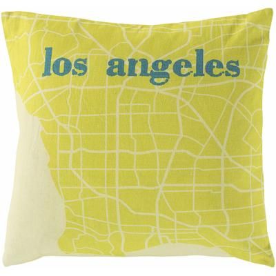 Ottringham 22" Square Cottage Cotton Teal/Grass Green/Mustard/Lime Green Throw Pillow - Boutique Rugs