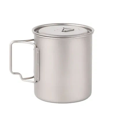 Lightweight Outdoor Titanium Pot 300ml 450ml 750ml Picnic Titanium Camping Cookware Water Mug