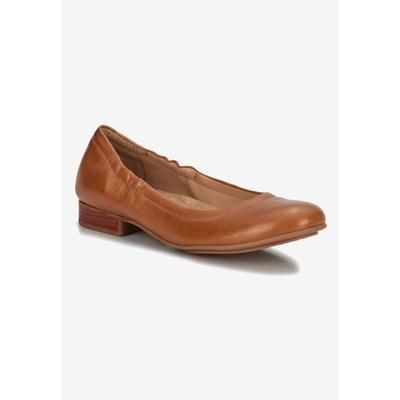 Wide Width Women's Tess Flat by Ros Hommerson in Luggage Leather (Size 7 1/2 W)