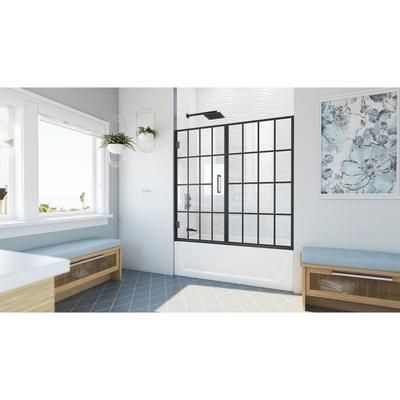 Dreamline DreamLine Unidoor Toulon 58 - 58 1/2 inch W x 58 inch H Frameless Hinged Tub Door in Matte Black SHDR-2458580-89