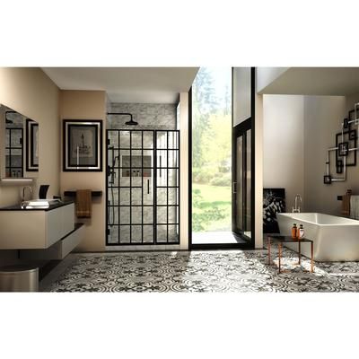 Dreamline DreamLine Unidoor Toulon 46 - 46 1/2 inch W x 72 inch H Frameless Hinged Shower Door in Matte Black SHDR-2446720-89
