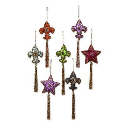 Happy Holiday,'Beaded ornaments (Set of 7)'