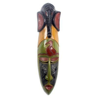 Ghanaian wood mask, 'Krukudu Bird' - Unique African Wood Mask