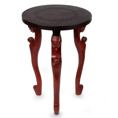Wood accent table, 'African Mother' - Hand Made Wood Accent Table