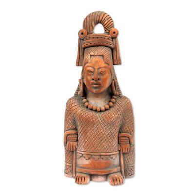 Ceramic sculpture, 'Maya Lady of Weaves'