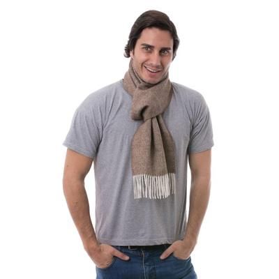 Lovely Chestnut,'Men's Brown 100% Baby Alpaca Wool Scarf from Peru'