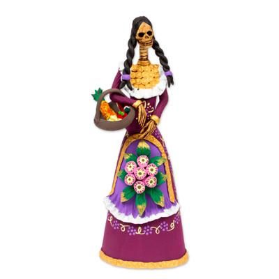 La Catrina Candelaria,'Handcrafted Ceramic Catrina Statuette'