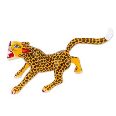 Fierce Jaguar,'Handmade Wooden Alebrije Statuette'