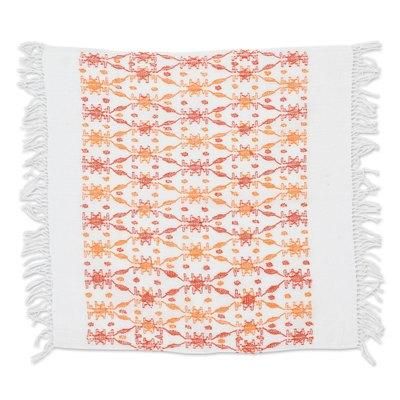 Sunset Over the Forest,'Leafy Handwoven Orange and Red Cotton Placemat'