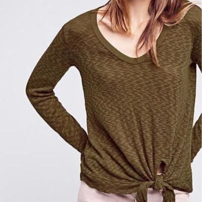 Anthropologie Tops | Anthropologie Left Of Center Thermal Slub Knit Top Long Sleeve Size Small | Color: Green | Size: S