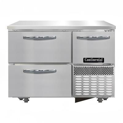 Continental FA43N-U-D 43" W Undercounter Freezer w/ 2 Sections, 2 Door, 2 Drawers, 115v, Stainless Steel & Aluminum, Silver