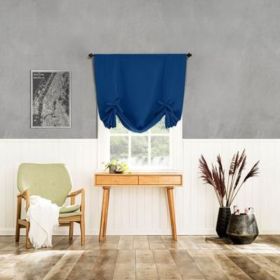 Greenwich Sun Zero™ 99% Blackout Solid Woven Tie-up Shade by BrylaneHome in Navy
