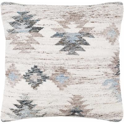 Livvy 20" Square Rustic Ice Blue/White/Black/Medium Brown/Navy/Blue Throw Pillow - Boutique Rugs