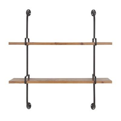Brown Wood Industrial Wall Shelf Wall Shelf by Quinn Living in Brown