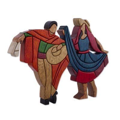 'The Marinera Dance' - Hand Made Peruvian Wood Sculpture