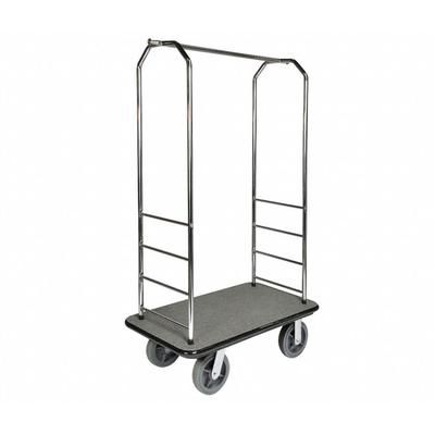 CSL 2000GY-010 GRY Luggage Cart w/ Carpeted Deck - 43"L x 23"W x 72 1/2"H, Chrome, Silver