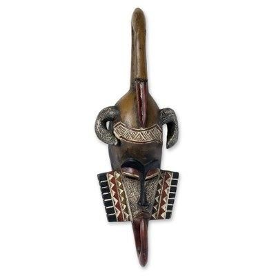 Ghanaian wood mask, 'Ghanaian Identity' - Hand Made African Wood Mask