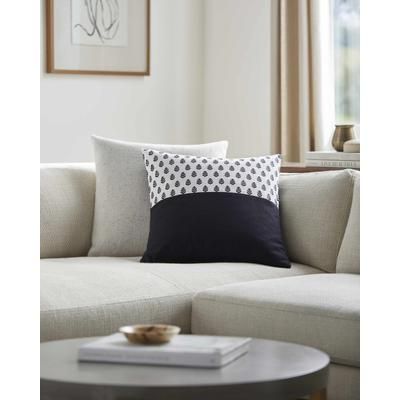 Sidra 18" Square Modern Cotton Black/Off White Throw Pillow - Boutique Rugs