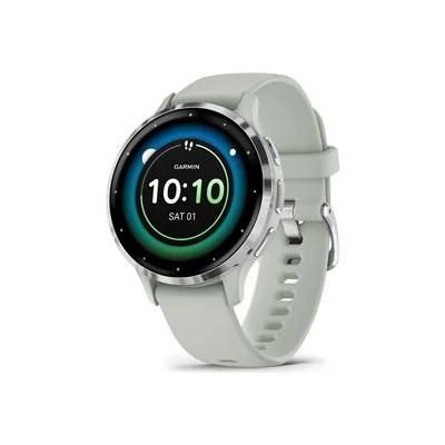 Garmin Venu 3S Silver Stainless Steel Bezel GPS Smartwatch with Sage Gray Case & Silicone Band