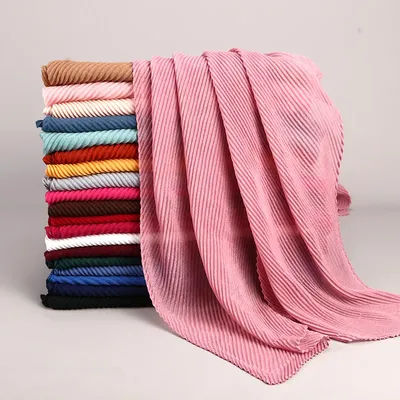 Foulard Hijab en Coton Uni pour Femme, Couverture Complète, Châles, Bandeau de Sauna, Hijabs Musulmans Froissés, PR2024, Nouvelle Collection