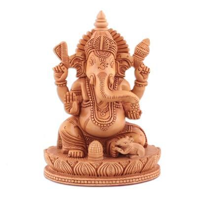 Blessing of Peace,'Hand Crafted Kadam Wood Ganesha Sculpture'