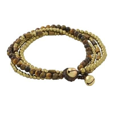 Earthen Beads,'Multi-Strand Tiger's Eye Beaded Bracelet from Thailand'