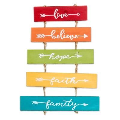 'Hand-Painted Inspirational Wood Wall Art with Jute Cords'