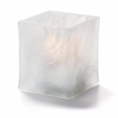 Hollowick 5180SC 2 3/4" Glacier Tealight Lamp for HD8 Fuel Cell - Glass, Satin Crystal Wysp, White