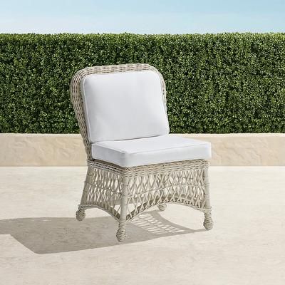Set of 2 Hampton Dining Side Chairs in Ivory Wicker - Standard, Vista Boucle Air Blue - Frontgate