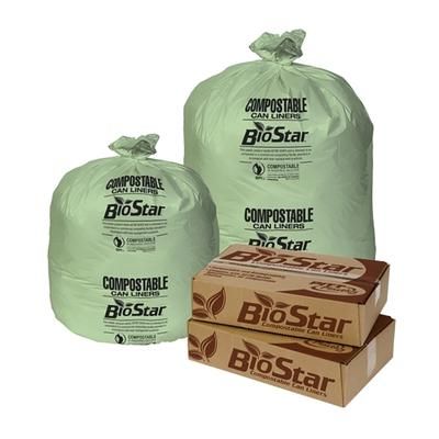 Pitt Plastics BS45G 40 - 45 gal Biostar Trash Can Liner Bags - 46"L x 40"W, LDPE, Green, Green LDPE, Case of 100