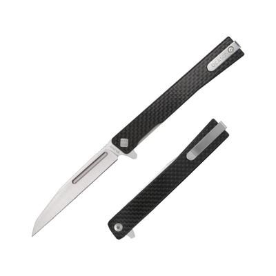 Ocaso Knives Solstice Folding Knife 3.5in Black CPM S35VN Wharncliffe Carbon Fiber Satin/Black 8WFS