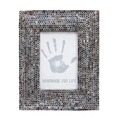 Straw Memories,'4x6 Recycled Paper Multicolored Photo Frame from Bali'