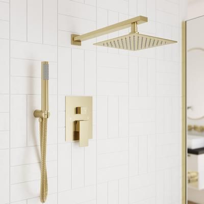 Randolph Morris Tranquil Rainfall Shower Set with Square Shower Head, Square Valve, and Square Handshower RMAS-2SSQ-SQH-HSQ-BB