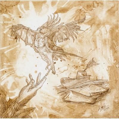 The Delusion of Freedom,'Mixed Media Painting of An Oneiric Scene Made in El Salvador'