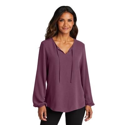 Port Authority LW714 Women's Textured Crepe Blouse in Purple Mist size Large | Polyester