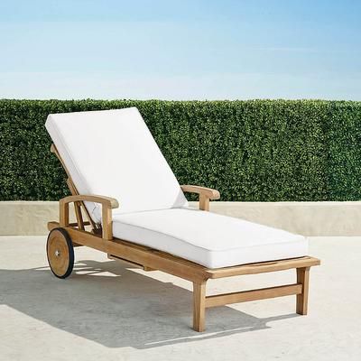 Cassara Chaise Lounge with Cushions in Natural Teak - Standard, Vista Boucle Alabaster - Frontgate