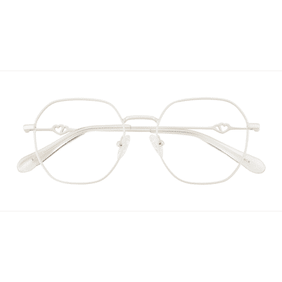 Unisex s geometric Pearly White Metal Prescription eyeglasses - Eyebuydirect s Aiko