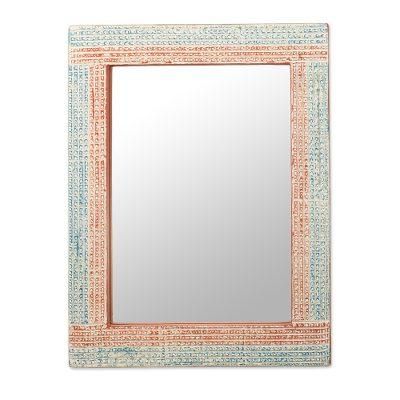 Local Treasure,'Distressed Sese Wood Wall Mirror by Ghanaian Artisans'