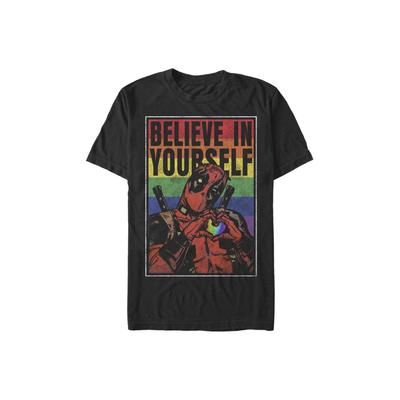 Men’s Big & Tall Deadpool Believe Rainbow Tops & Tees by Mad Engine in Black (Size 3XLT)