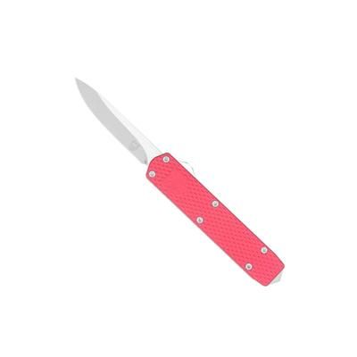 CobraTec Knives Mini Mamba Gen II Automatic Folding Knife 2.25in D2 Steel Plain Stonewashed Blade Red 6061-T6 Aluminum Handle MNRDMGEN2DNS