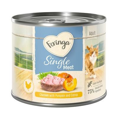 12x200g Adult Chicken, Pumpkin, Catnip Single Meat Feringa Wet Cat Food