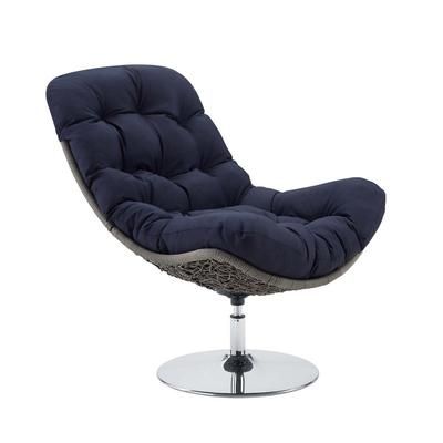 Brighton Wicker Rattan Outdoor Patio Swivel Lounge Chair - East End Imports EEI-3616-LGR-NAV