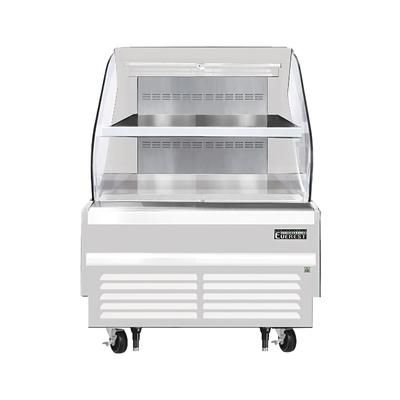 Everest Refrigeration EOMH-36-W-35-T 37 1/4" Horizontal Open Air Cooler w/ 2 Levels, White, 115v, 1 Stainless Steel Shelf
