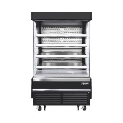 Everest Refrigeration EOMV-48-B-28-T 48" Vertical Open Air Cooler w/ 5 Levels, Black, 115v, 4 Stainless Steel Shelves, Black Exterior