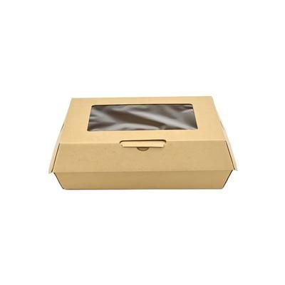 LK Packaging RF-TGWM ReadyFresh To Go Container w/ Window - 7 3/8" x 6 3/8" x 2 13/16", Kraft, Kraft Paperboard, Large, Brown