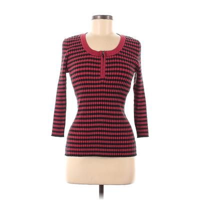 Cable & Gauge Silk Pullover Sweater: Red - Women's Size Medium